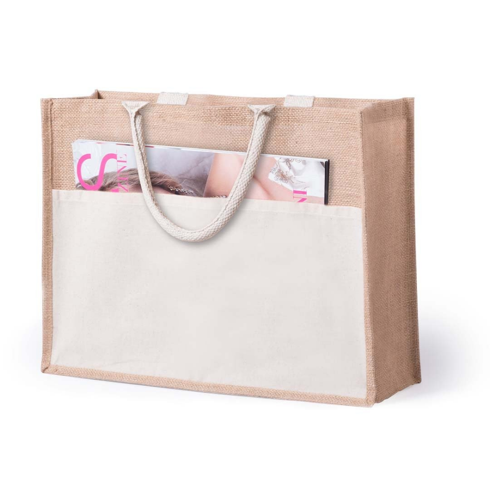Reusable Jute Bag with Cotton Front Pocket - Buckie