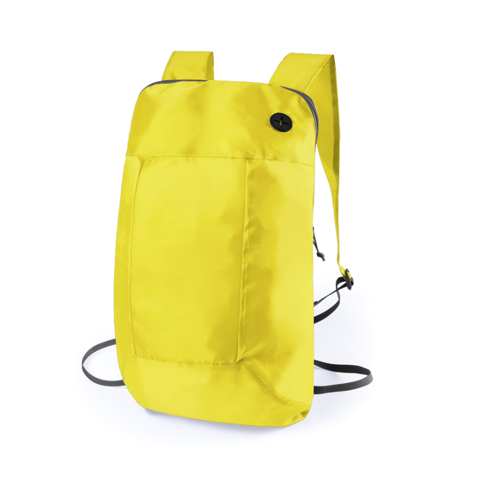 A soft, foldable 210D polyester backpack that comes with a headphones output. - Sandwich