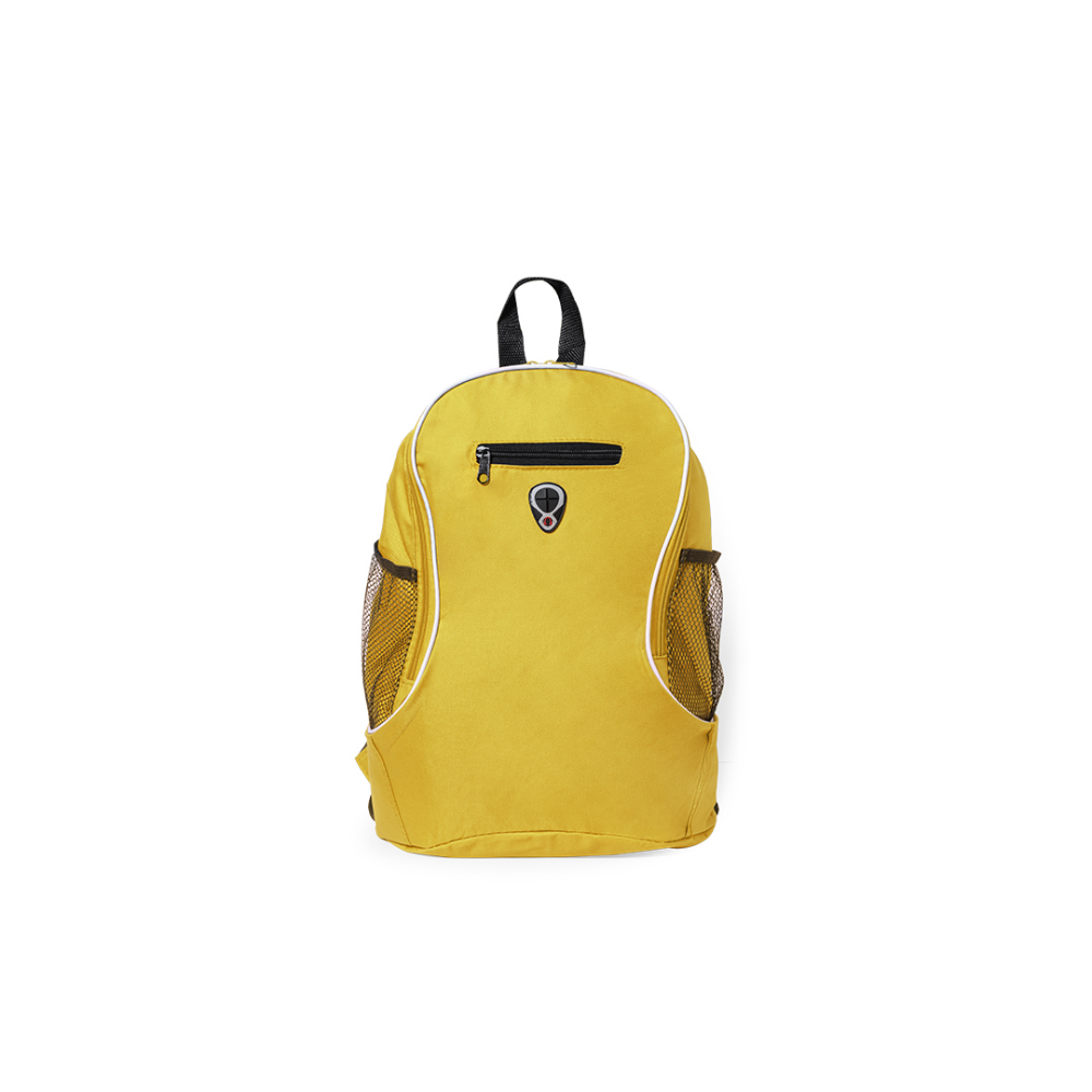 A durable backpack made of 600D polyester, featuring a headphone outlet and adjustable shoulder straps. - Vauxhall