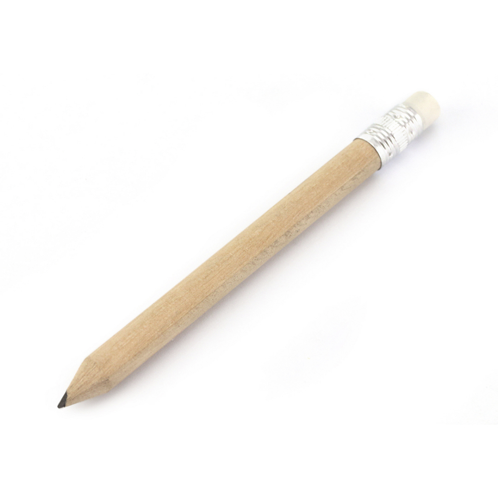 Natural Finish Wooden Mini Pencil with Eraser - Ibstock