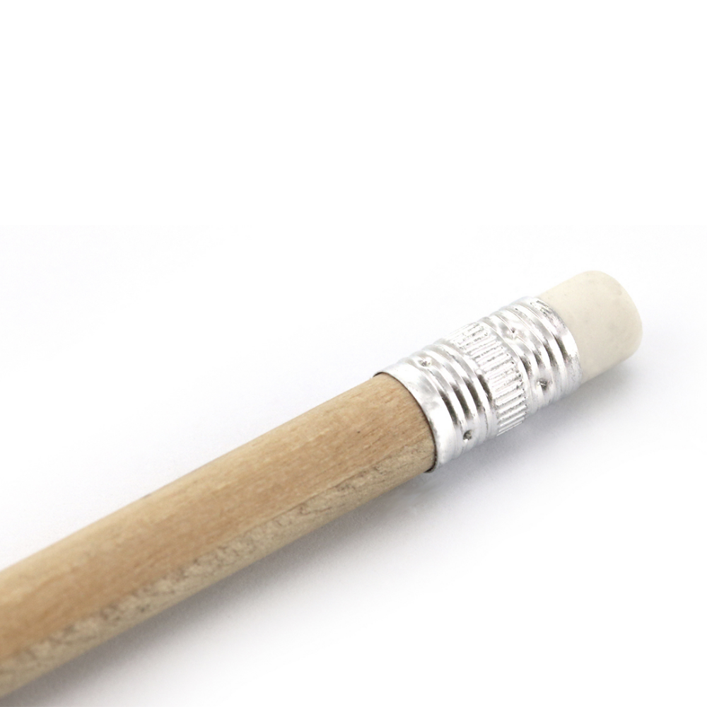 Mini matita in legno con finitura naturale e gomma - Roncoferraro