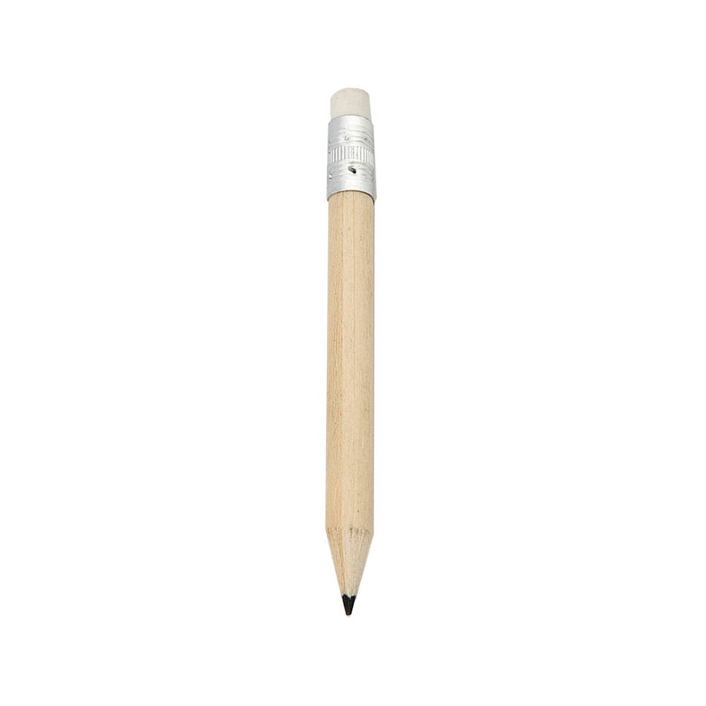 Mini matita in legno con finitura naturale e gomma - Roncoferraro