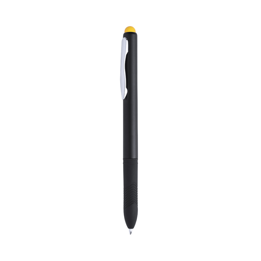 A two-tone ballpoint pen with a twist mechanism, complete with glossy silver accents - Dewsbury