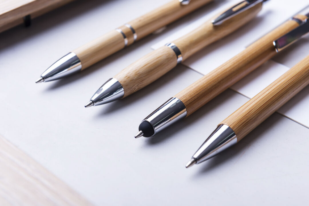 Kugelschreiber bedrucken ökologisch Bambus mit Touchpen - Otsune