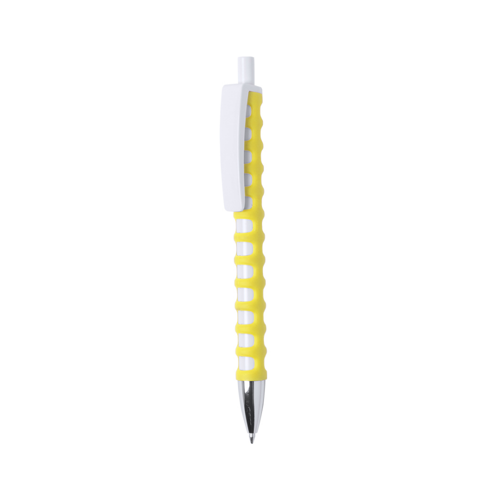 A pen with a rubber touch and a large clip - Crediton