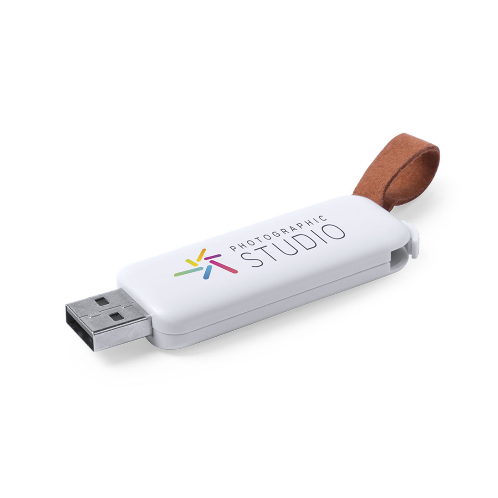 Minimalist 16GB USB Flash Drive with Leather Strap - Totnes