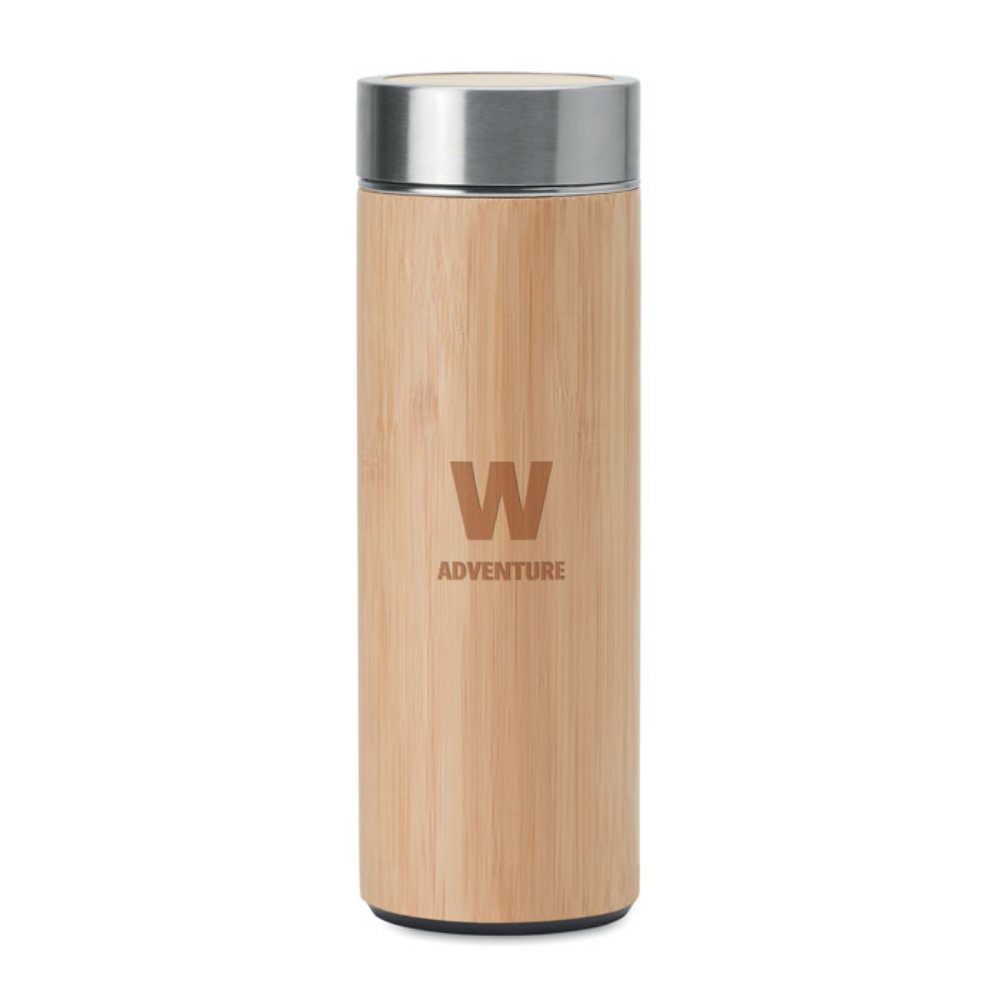 Gourde isotherme inox finition bamboo personnalisée 400 ml - François