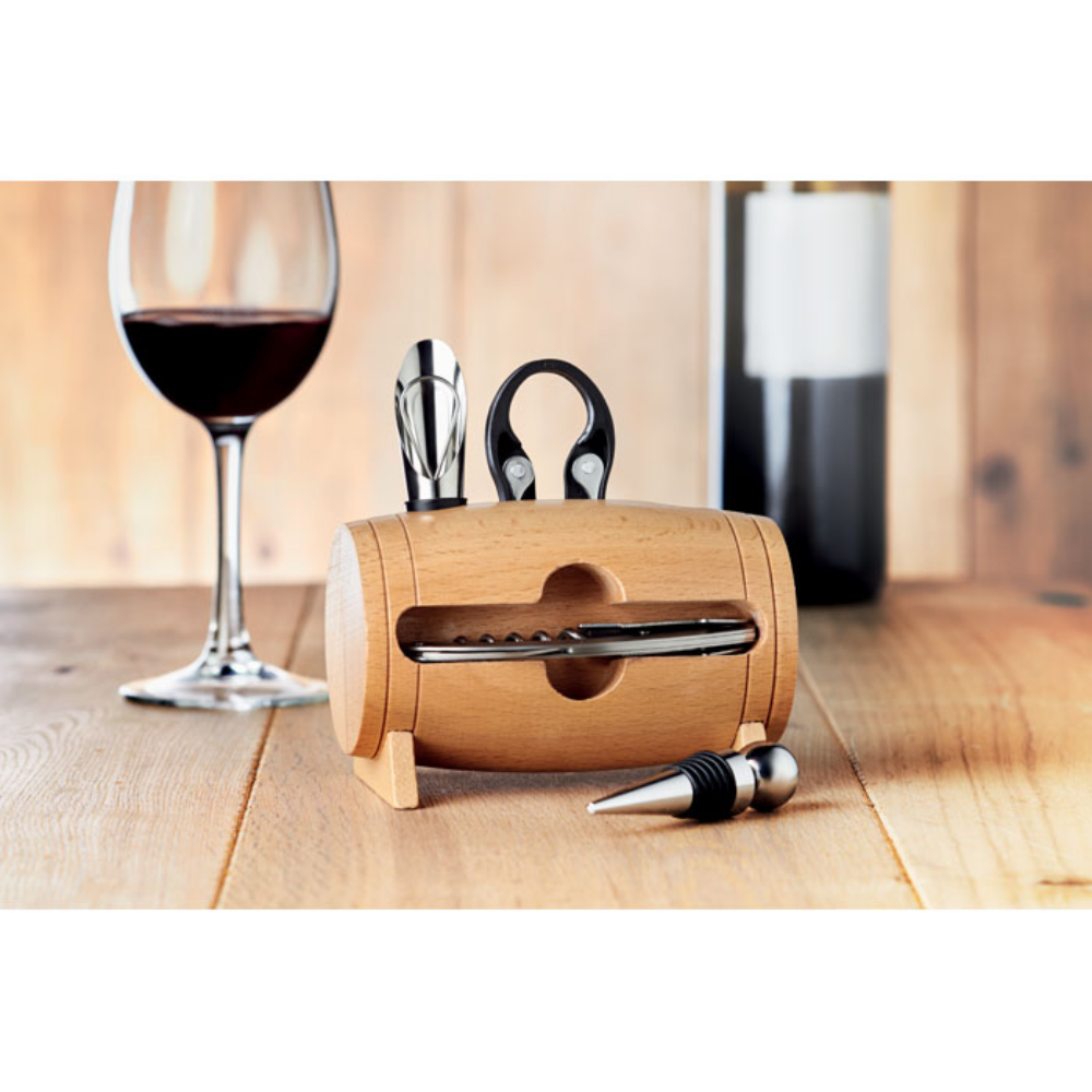 Ensemble d'accessoires à vin avec support en bois - Évisa