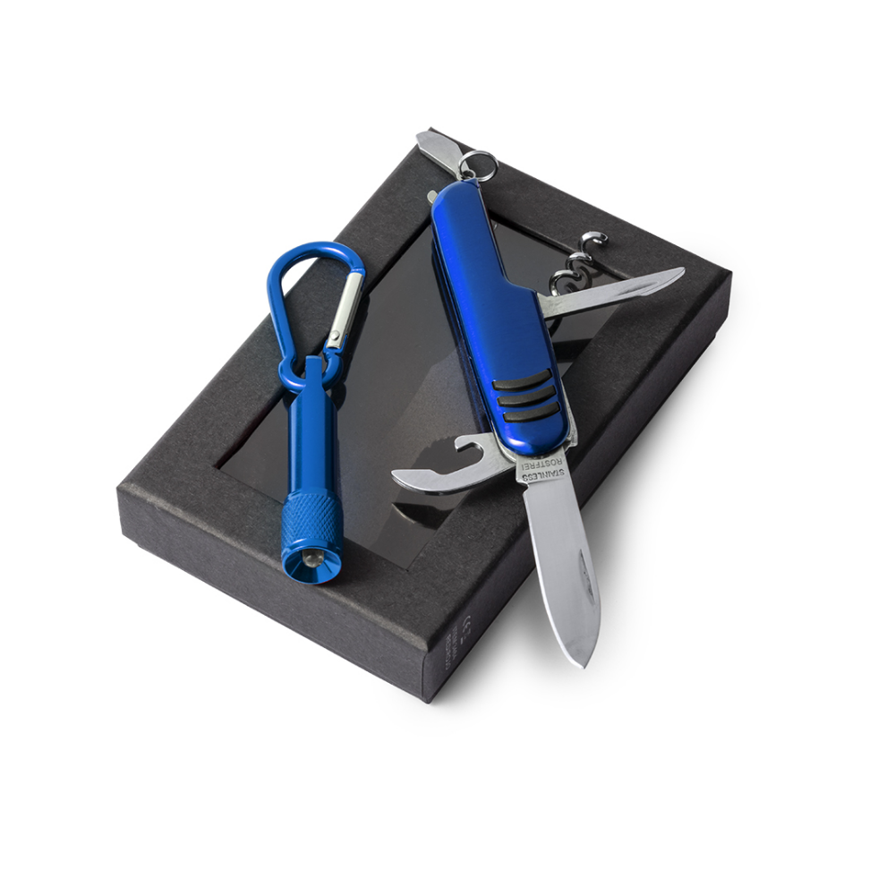 Aluminum Multi-Function Knife and Carabiner Flashlight Set - Donnington