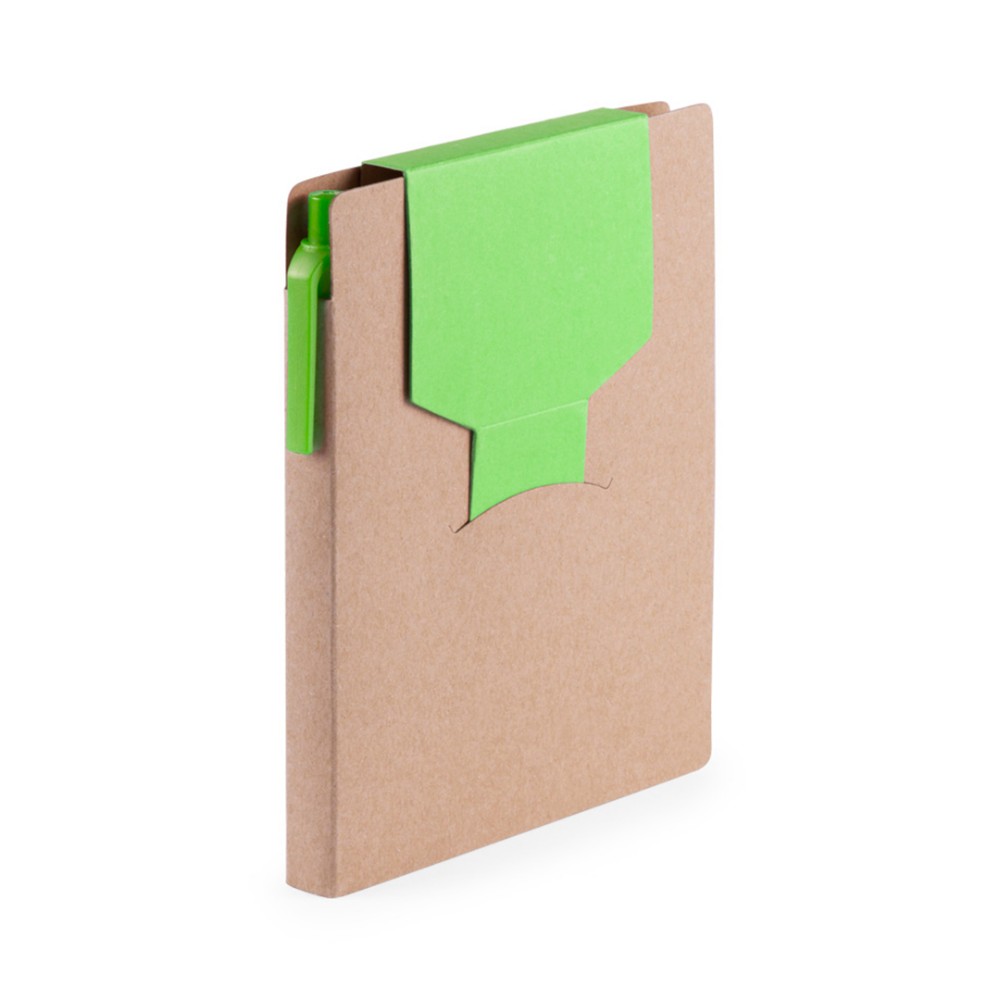 Bicolor Recycled Cardboard Sticky Notepad with Ball Pen - Worthing