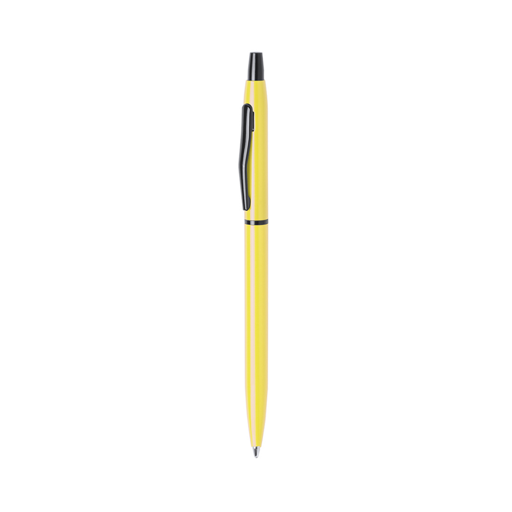 A push-up ball pen with a two-tone aluminum body and blue ink - Rosehearty