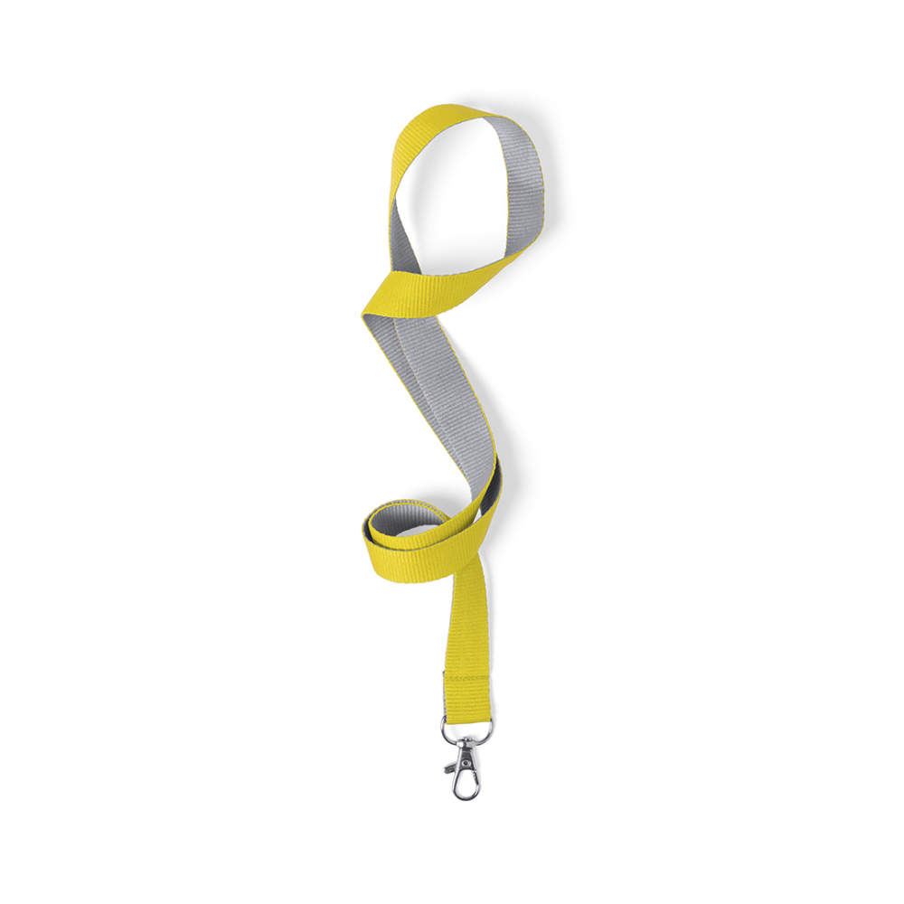 A two-colored lanyard made from polyester featuring a metallic carabiner - Great Rissington
