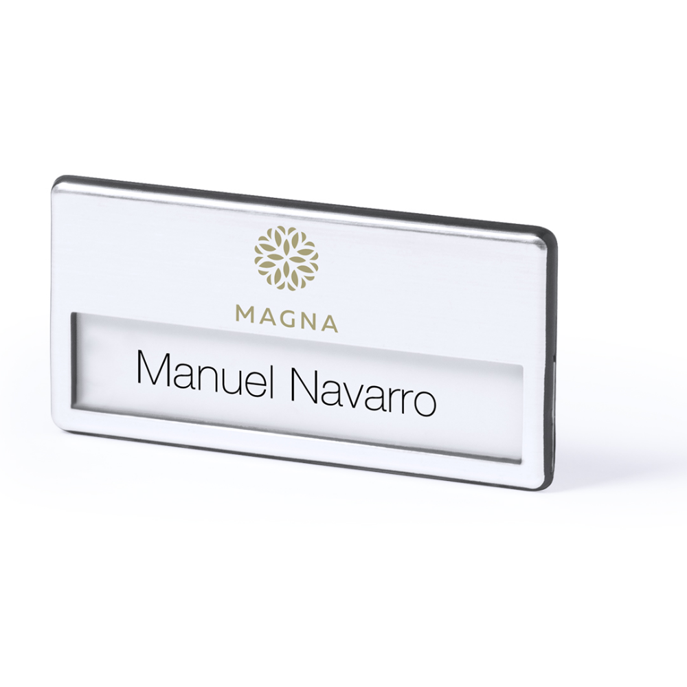 Shiny Finish Name Tag with Double Fixing System - Harewood