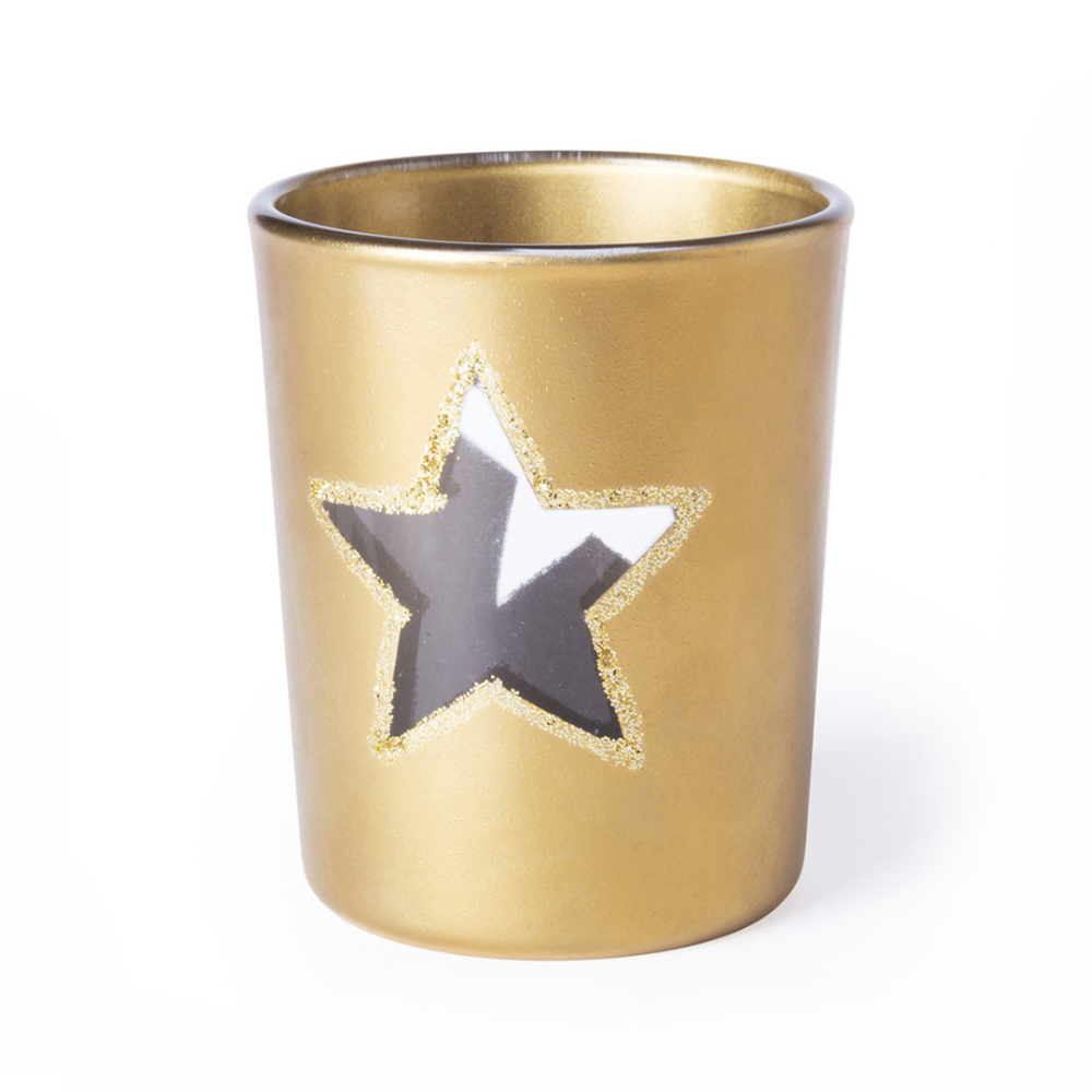 Star Design Christmas Candle in Glass Container - West Liss