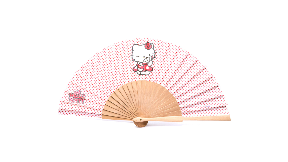 Hello Kitty Natural Wood Fabric Design Fan - Newhaven