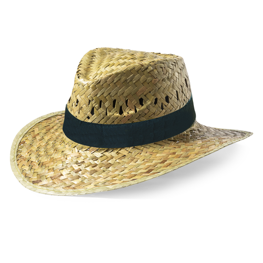 Chapeau de paille personnalisable couleur naturelle avec bande colorée - Ludovic