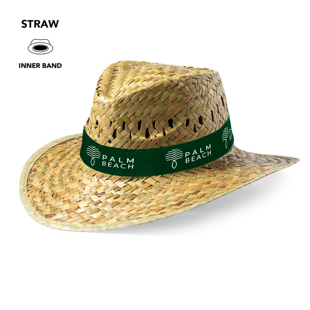 Chapeau de paille personnalisable couleur naturelle avec bande colorée - Ludovic