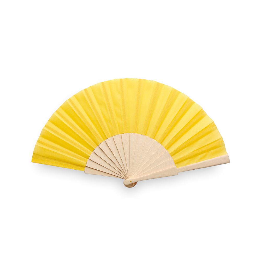 Natural Wood and Polyester Fabric Fan - Ibberton