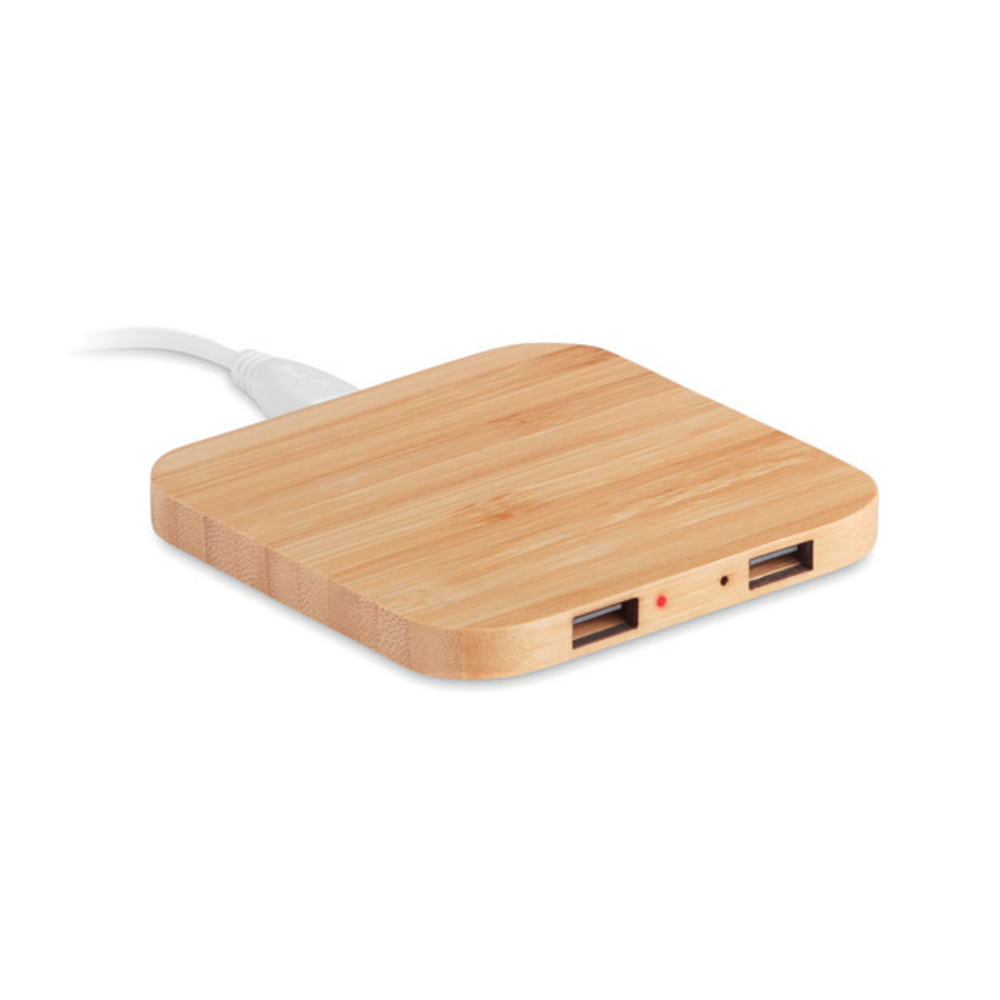 Bamboo Wireless Charging Pad with USB Hubs - St Ives
