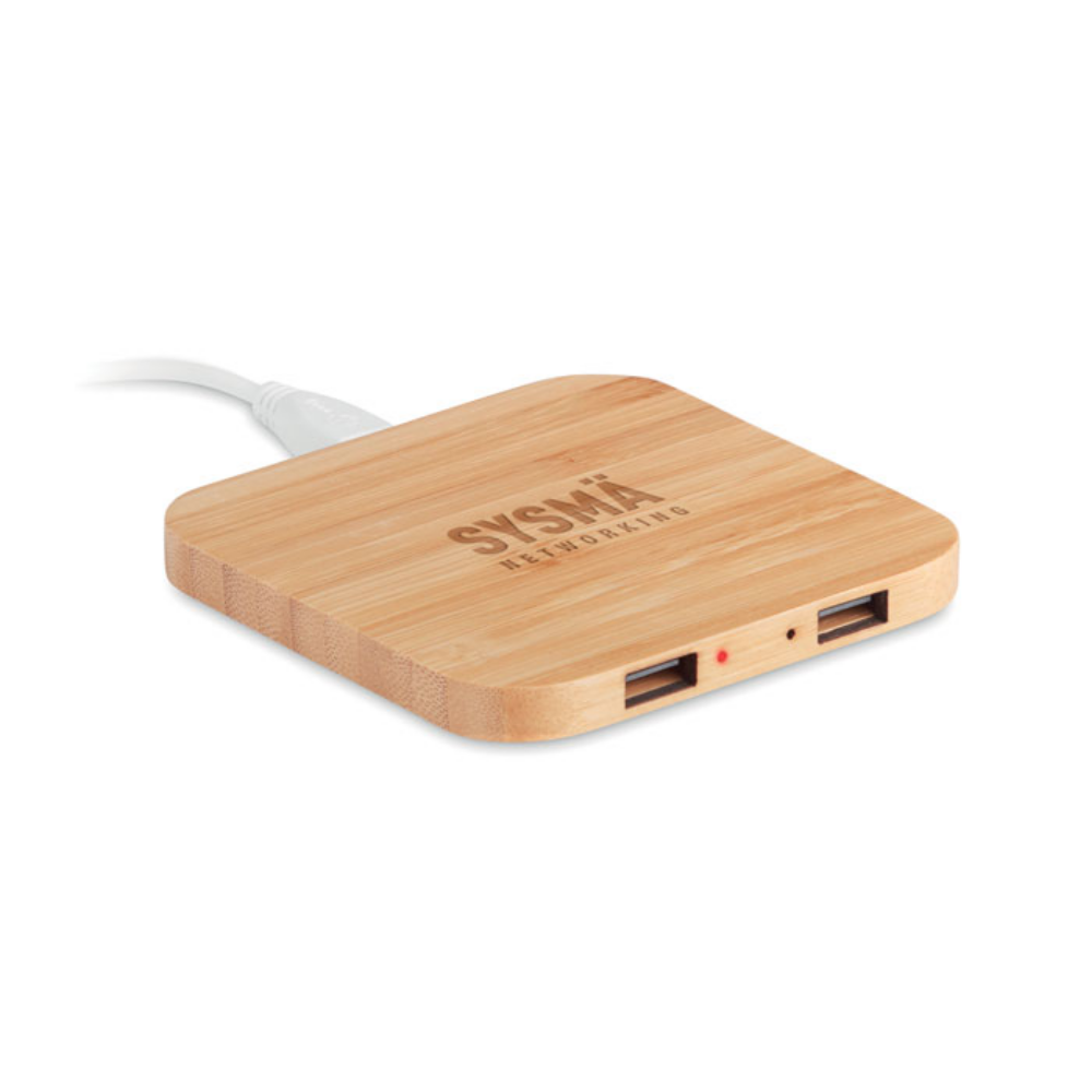 Bamboo Wireless Charging Pad with USB Hubs - St Ives