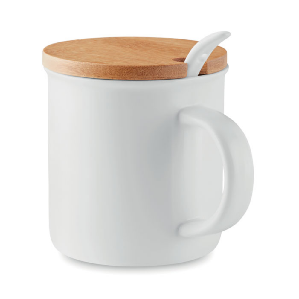 Mug personnalisé avec couvercle en bambou 380 ml - Claudio