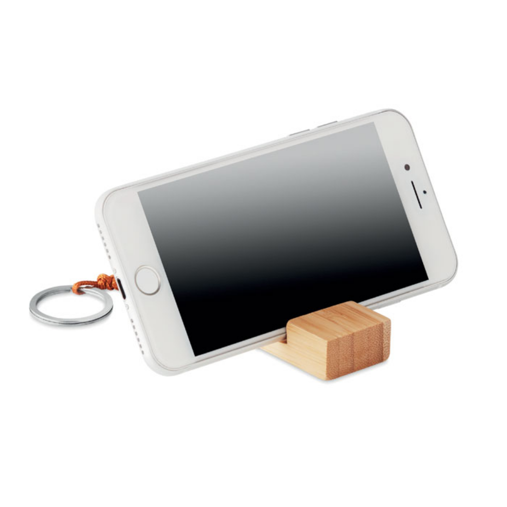 Bamboo Key Ring with Smartphone Stand - Church Gresley