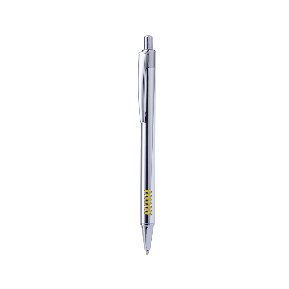 Aluminum ball pen with a chromed finish and a bright colored grip - St Ives