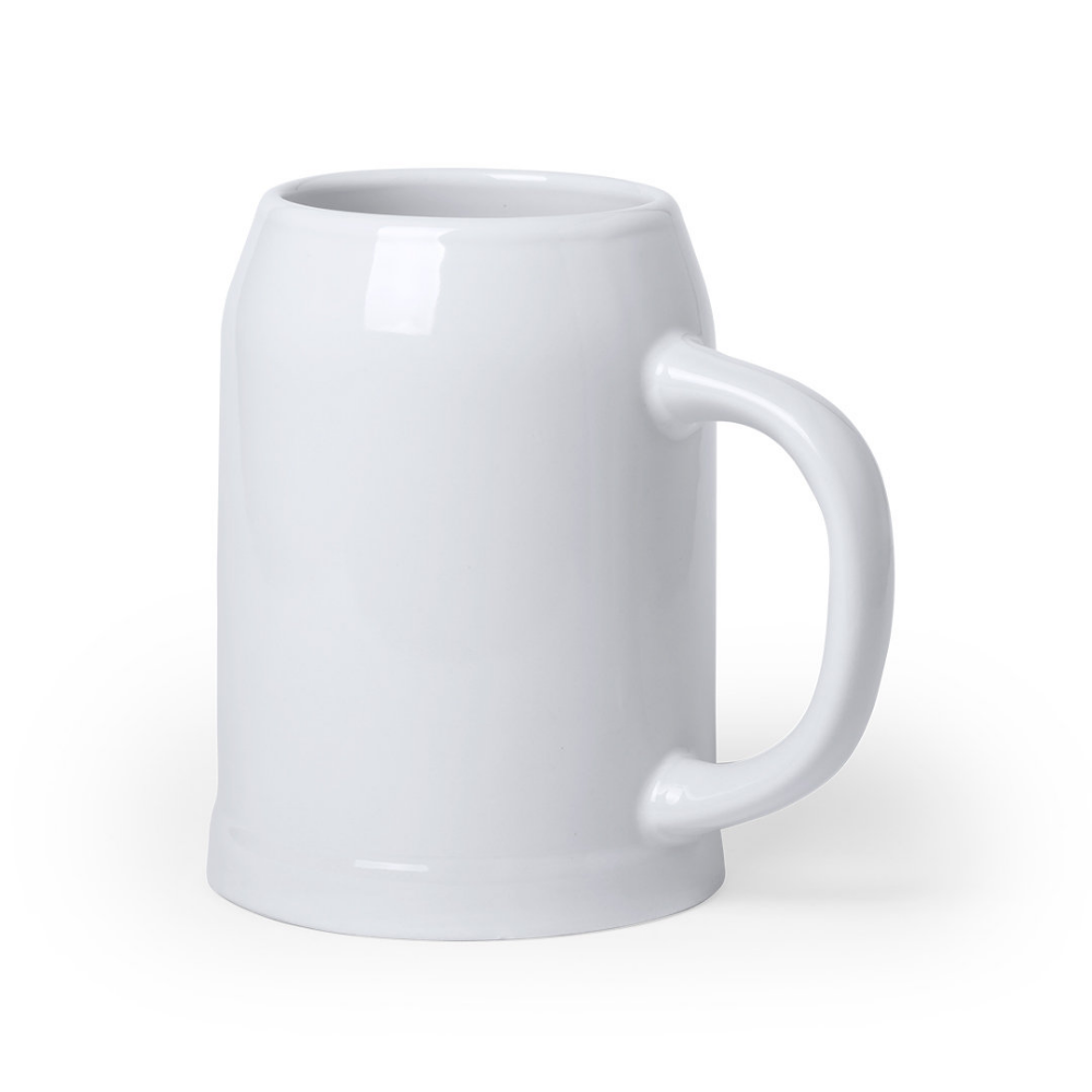 Elegant White Ceramic Beer Mug - Newton