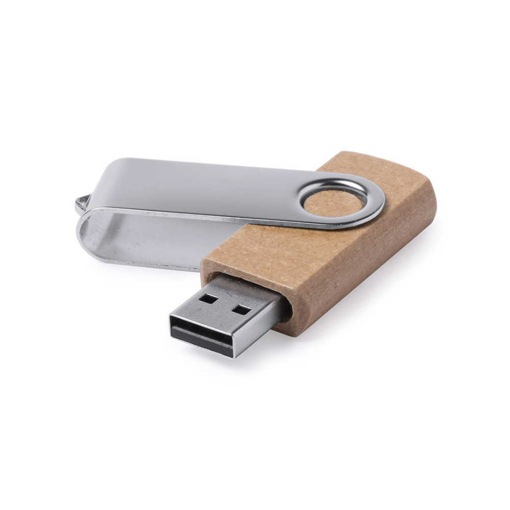 USB flash drive with a metal clip and 16GB storage capacity made out of recycled cardboard - Kincardine