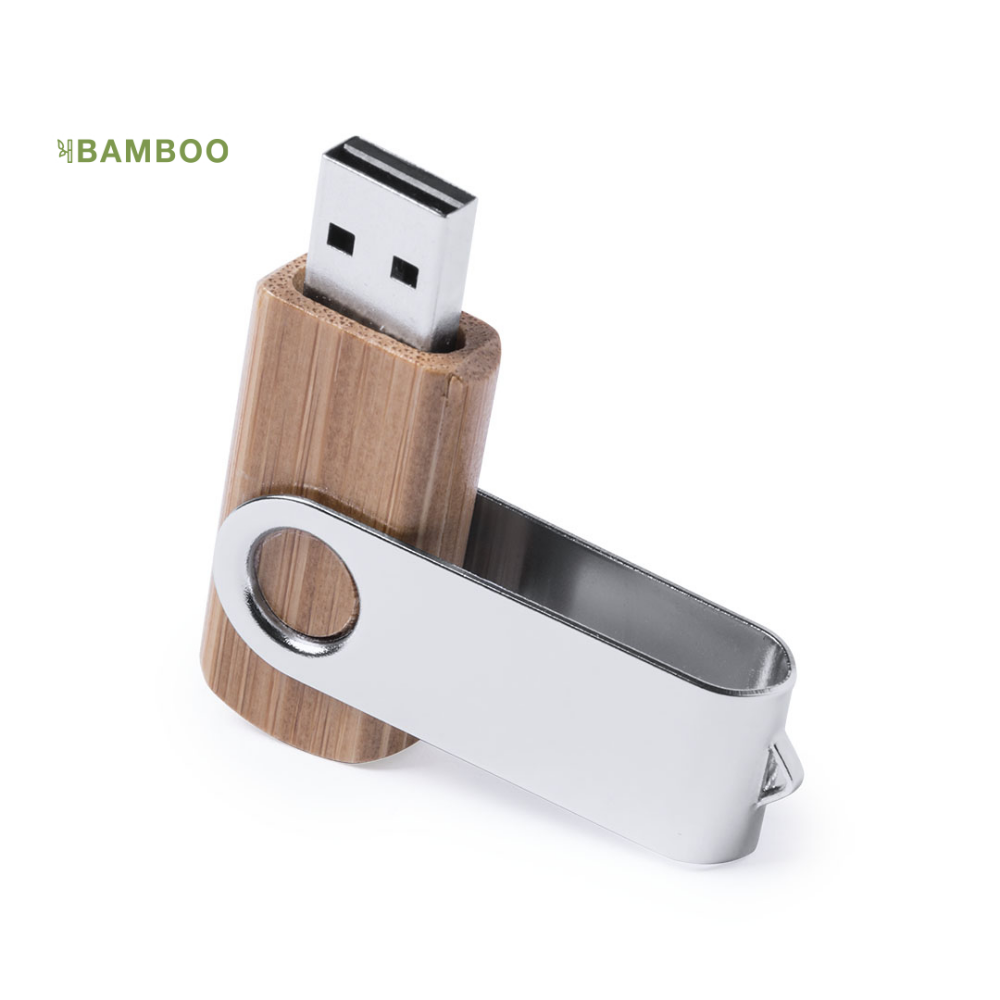 Lecteur flash USB en bois de bambou de 16 Go avec pince métallique - Walton