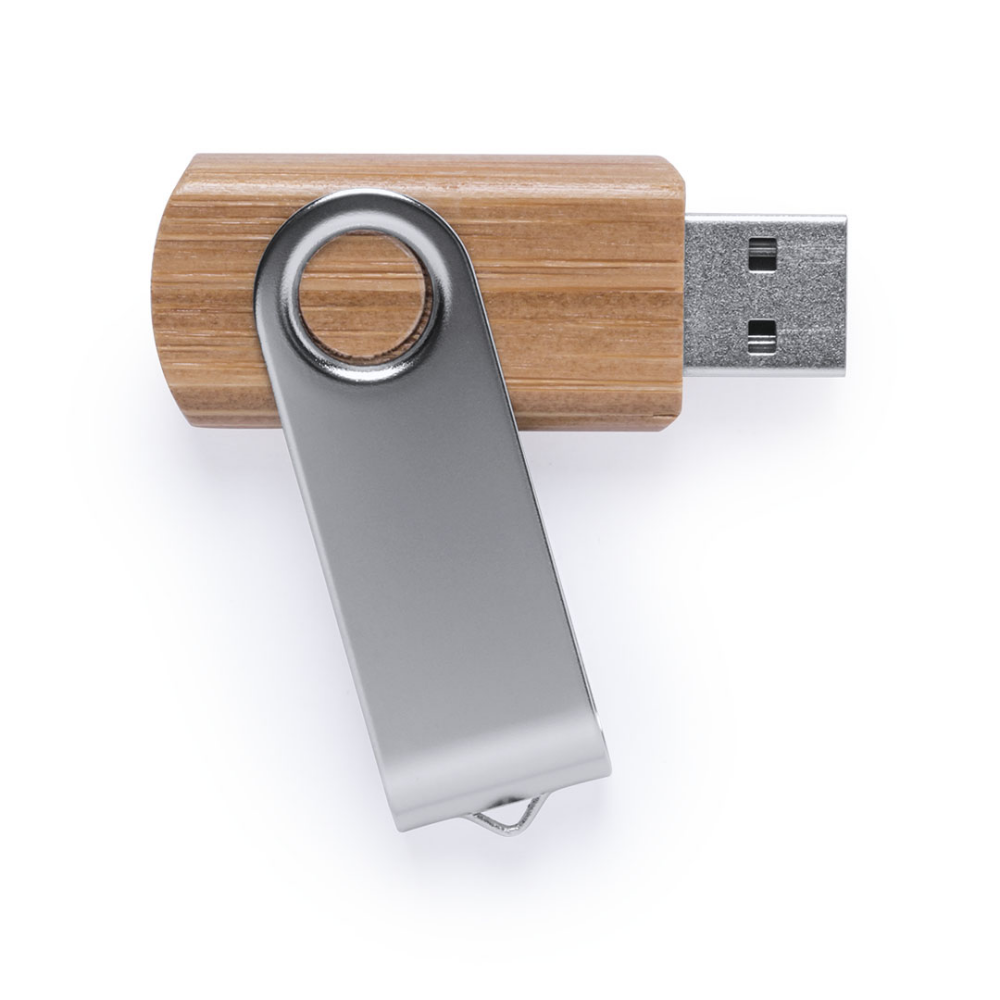 Memoria USB de bambú de 16GB con clip de metal - Vistabella