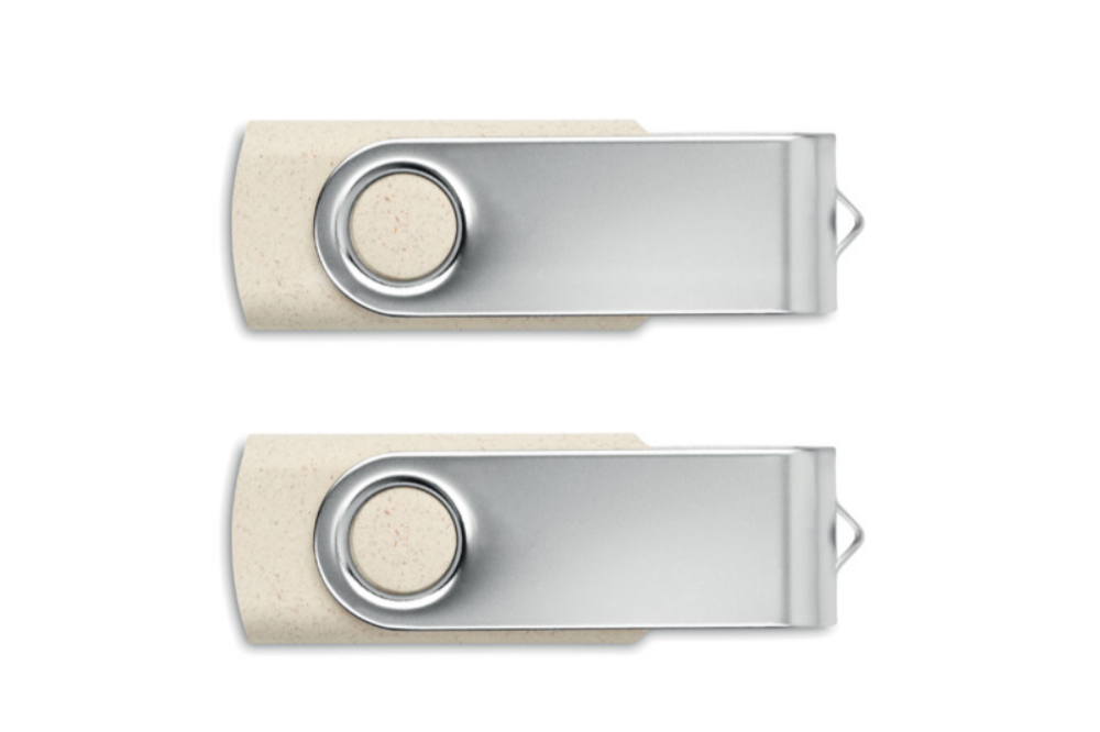 USB Stick bedrucken aus Weizenstroh-Kunststoff mit drehbarem Metalldeckel 16 GB - Pflaume