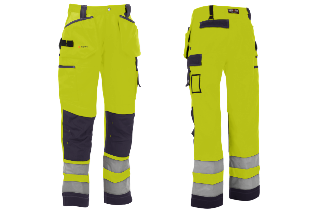 Work pants with multiple pockets that are water-resistant and have reflective strips - Canterbury