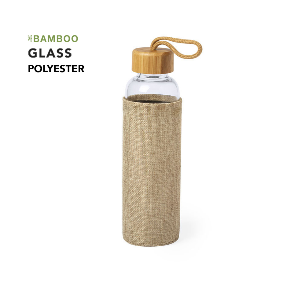 Ökologische Glas- und Bambusflasche mit Hülse 550 ml  - Tom
