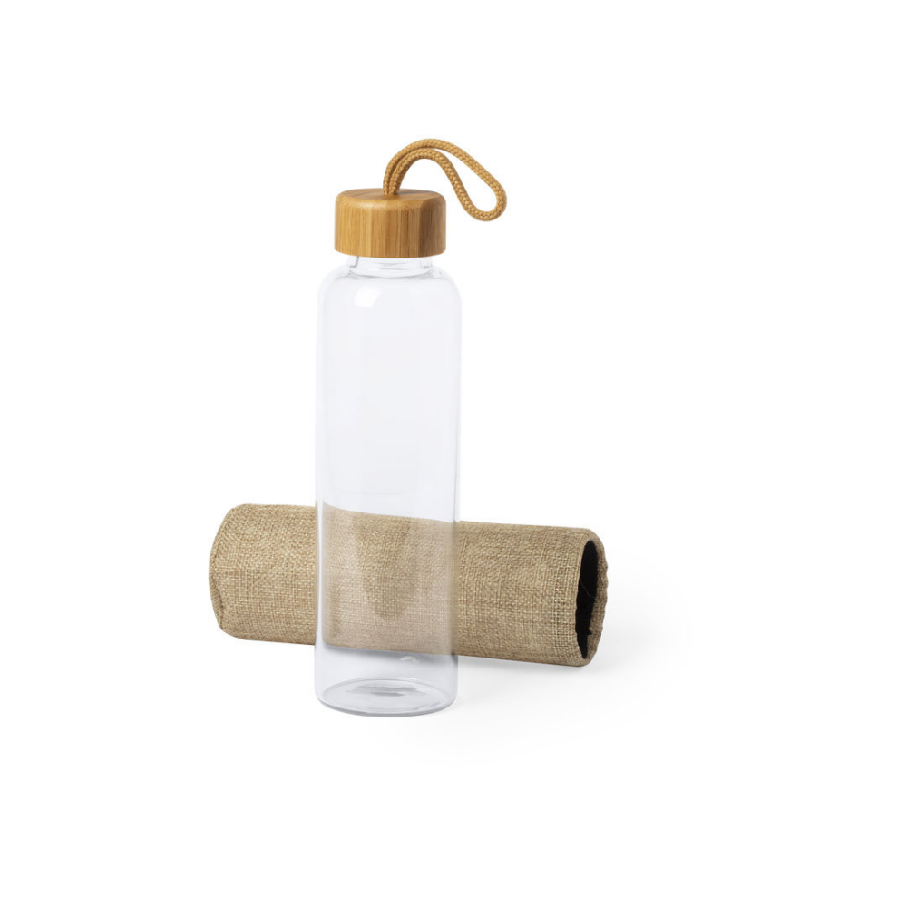 Ökologische Glas- und Bambusflasche mit Hülse 550 ml  - Tom