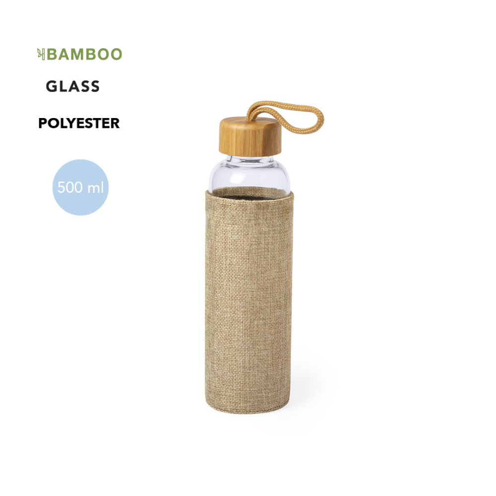 Gourde écologique verre et bambou 550 ml avec manchon - Milane