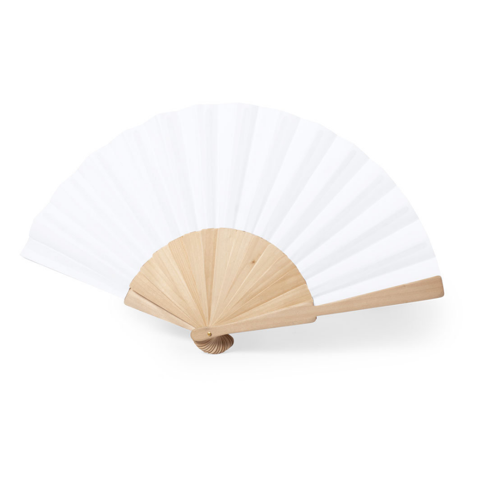 Eco-Friendly RPET Material Fan with Wooden Ribs - Minehead