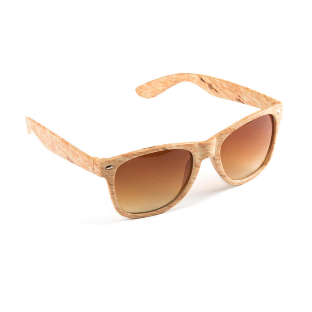 Classic UV400 Protection Sunglasses with Imitation Wood Design Frame - Newbold on the Wolds