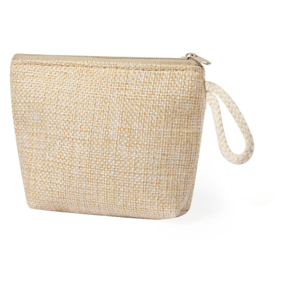 A purse made of cotton/polyester with a matching handle and a zipper closure - Kirkby Mallory