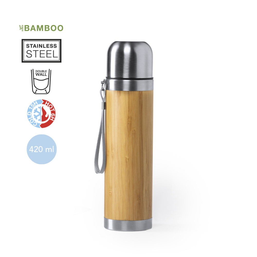 Bamboo and Stainless Steel Thermos - Bishop's Stortford