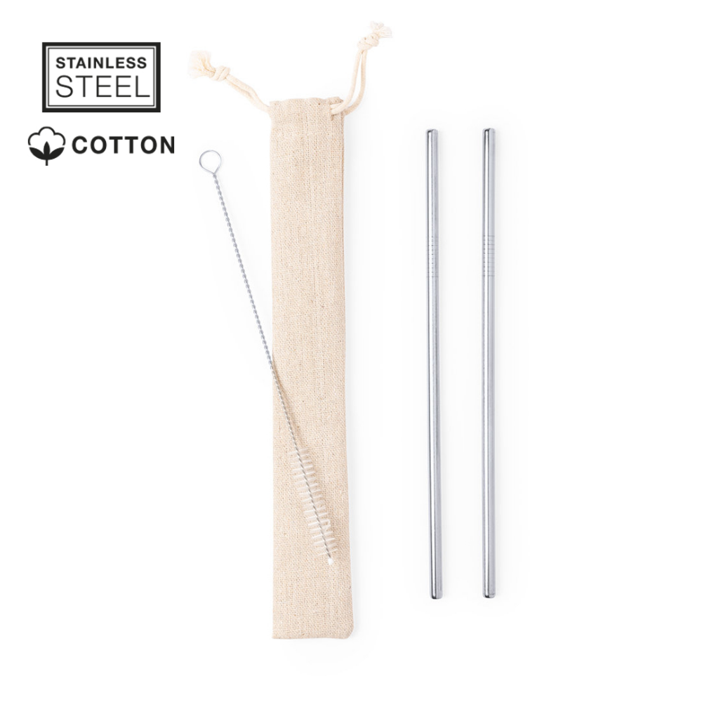 Stainless Steel Reusable Straw Set with Cotton Bag - Tarrant Monkton