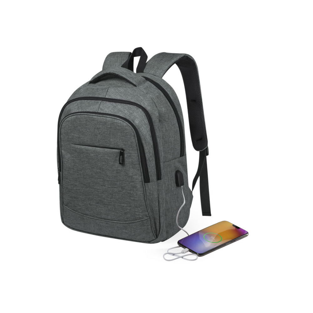 A durable business backpack made of polyester with a USB connection - Exmouth