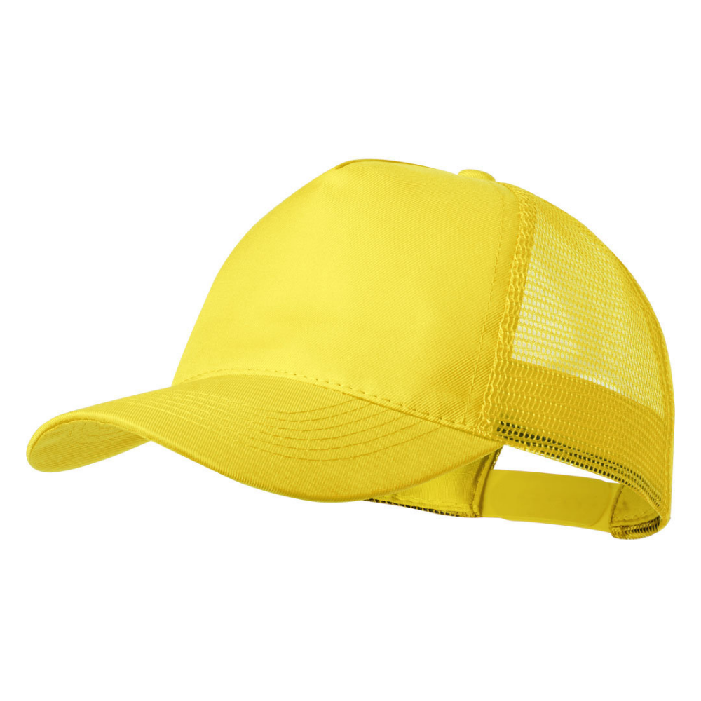 Gorra de malla de poliéster de 5 paneles con cierre de plástico ajustable - Vic