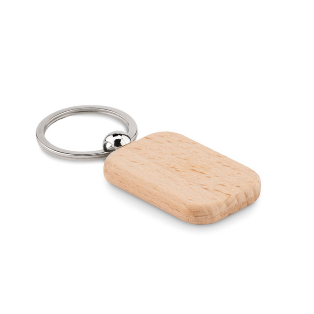 Rectangular Wooden Key Ring - Alvechurch