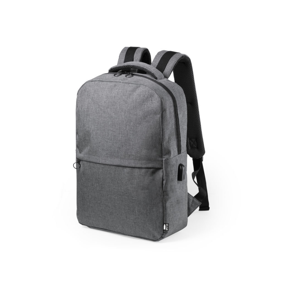 Business Backpack made from 600D RPET Material with a USB Charging Port - Donington on the Wolds