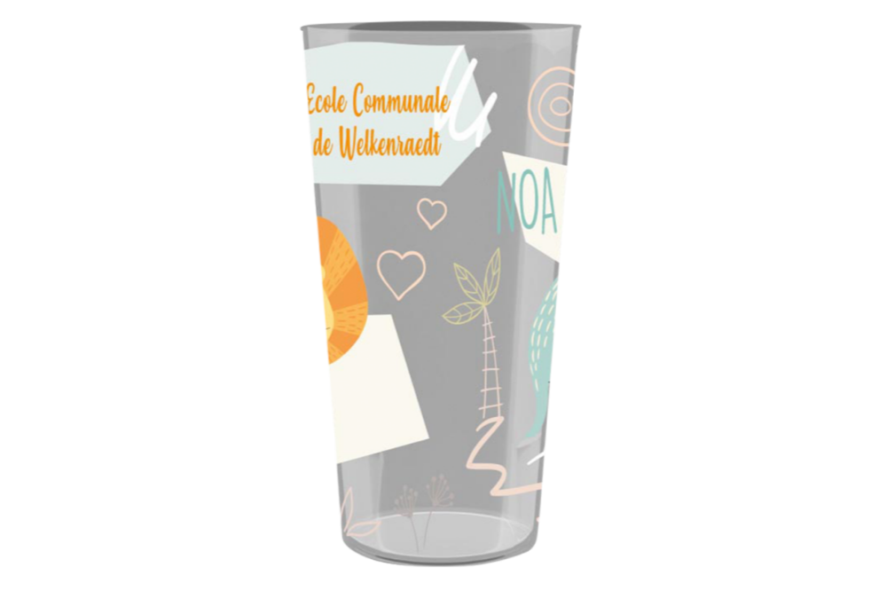 Personalized school cup with name 33 cl - Elephant and Lion