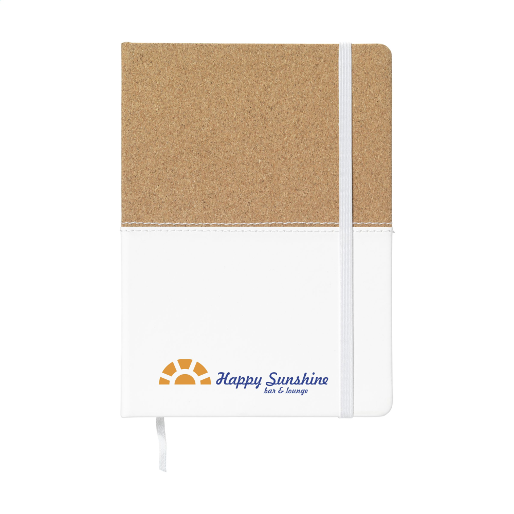 Notebook in a two-toned style featuring cork and imitation leather - Llantwit Major