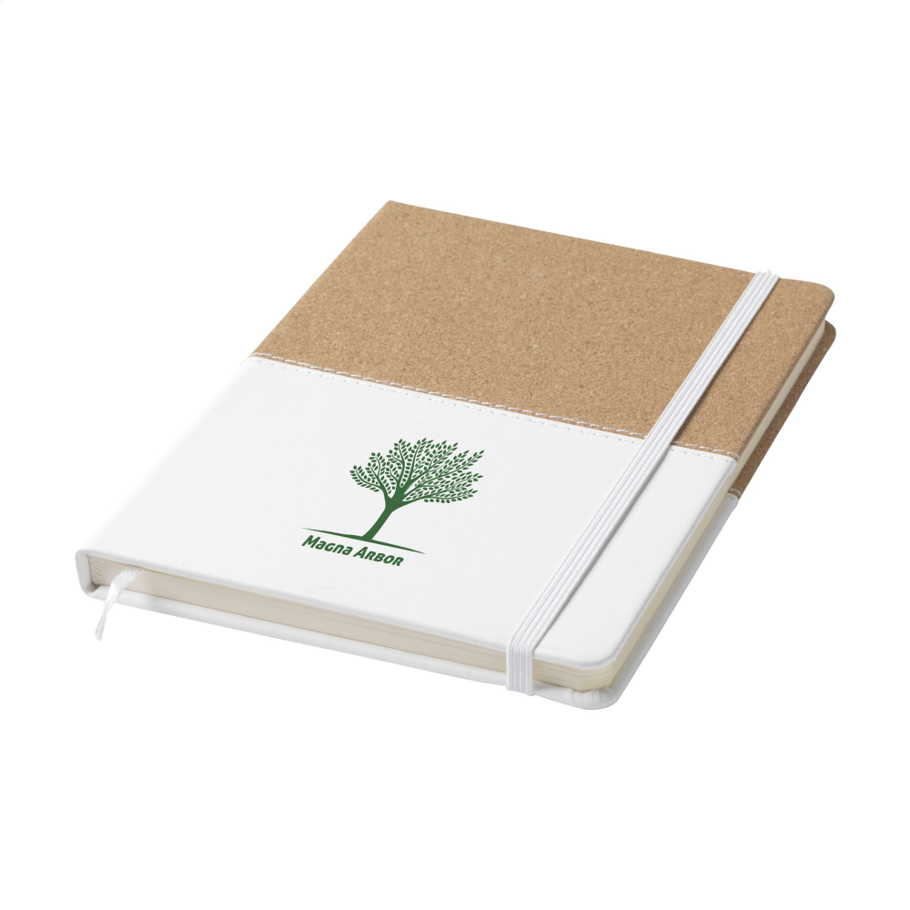 Notebook in a two-toned style featuring cork and imitation leather - Llantwit Major