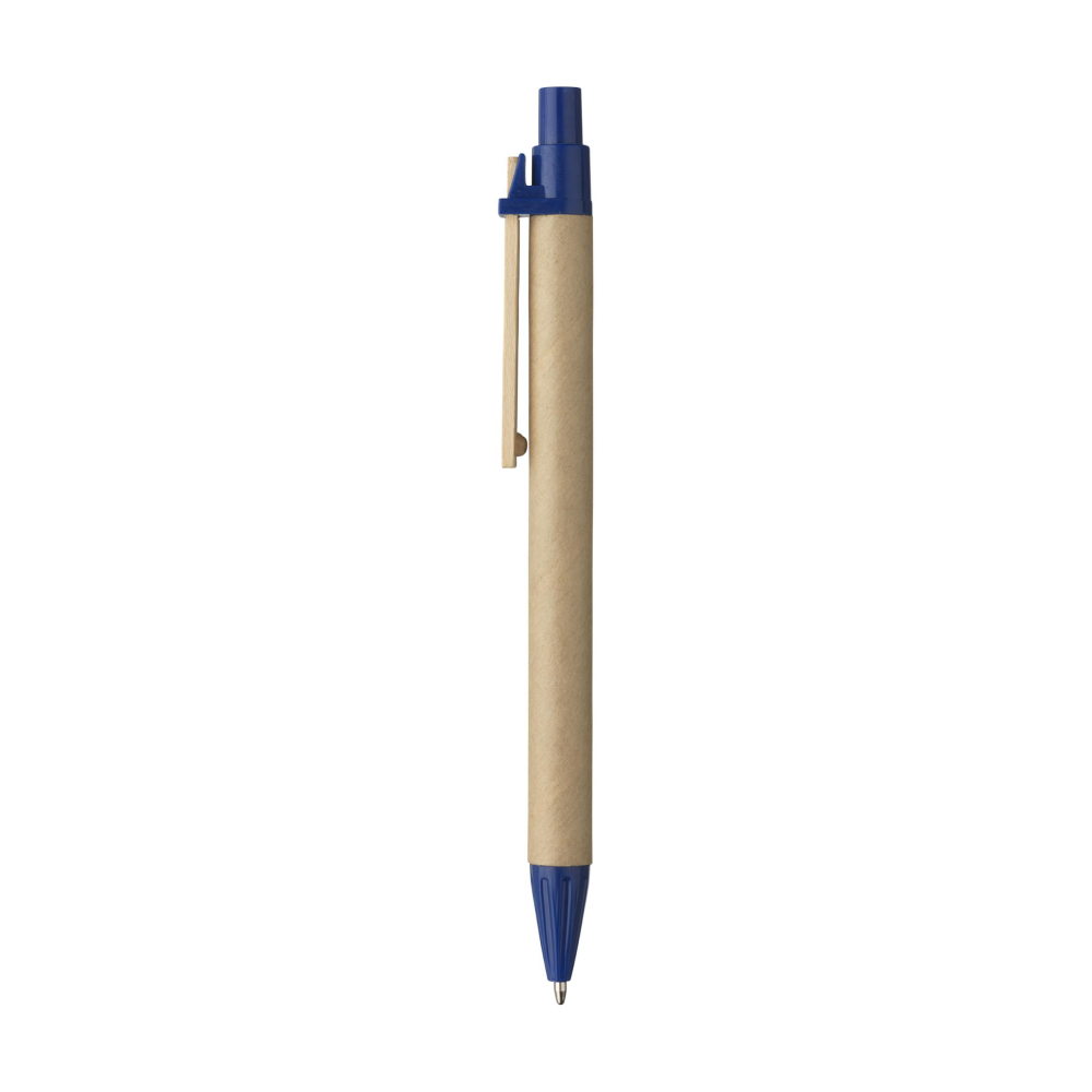 A ballpoint pen made from recycled cardboard with a wooden clip - Orphir