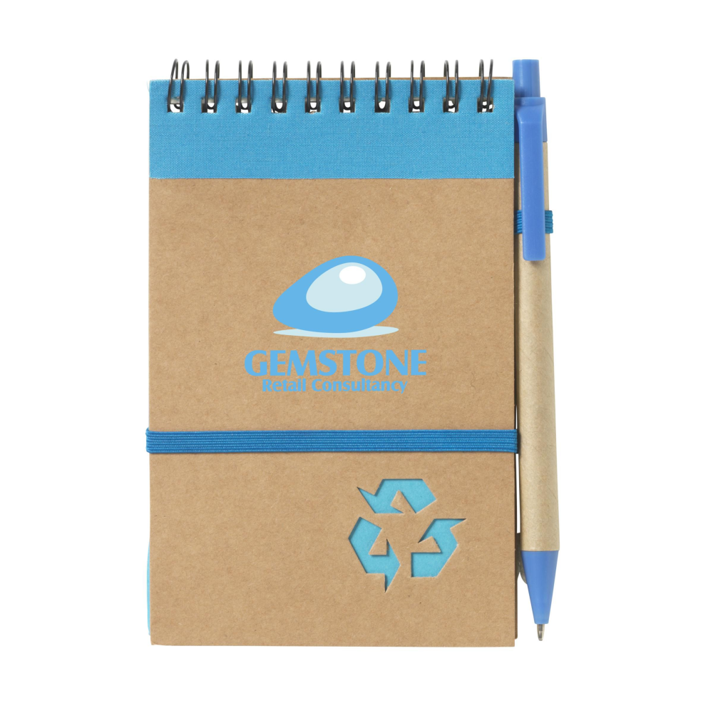 Spiral notebook made of recycled materials that comes with a ballpoint pen - Coppull